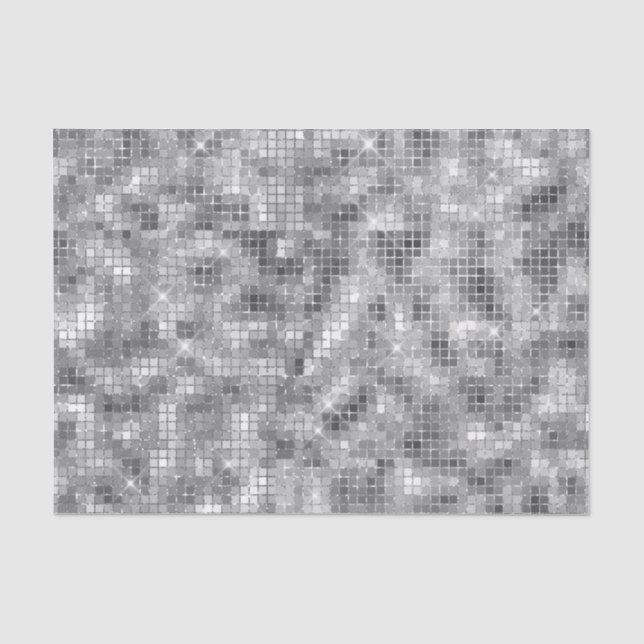 Papier Mousseline Paillettes de carrelage élégant noir et argent (Recto)