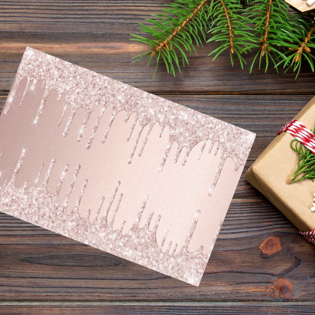 Papier Mousseline Paillettes de rose gold gouttes luxe rose girly (Créateur téléchargé)