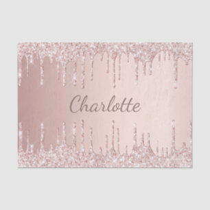 Papier Mousseline Paillettes de rose gold qui gouttent monogramme ro