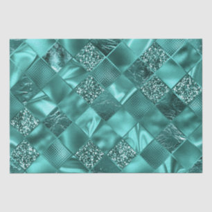 Papier Mousseline Paillettes et Diamants de Feuille de Teal de Style