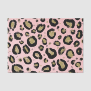 Papier Mousseline Paillettes Rose Gold et Imprimé Léopard Tacheté No