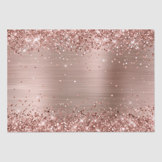 Papier Mousseline Paillettes Rose Gold Ombre Foil (Recto)