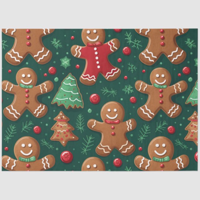Papier Mousseline Pain d'épice Hommes & Arbre de Noël Cookie Noël (Recto)