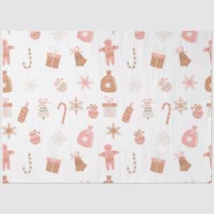 Papier Mousseline Pain d'épice rose de Noël mignonne Snowflakes
