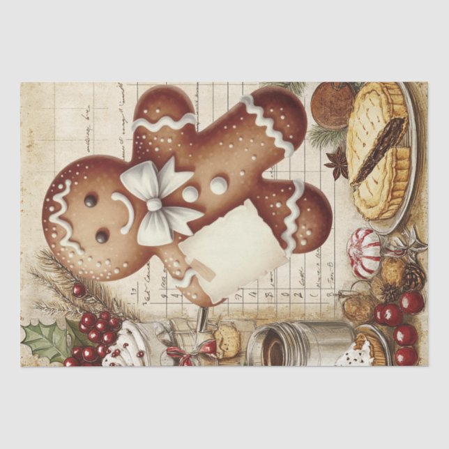 Papier Mousseline Pain d'épices Homme Noël hiver Tissu Papier (Recto)