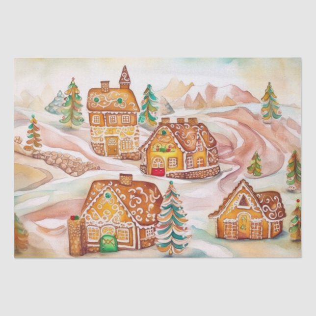 Papier Mousseline Pain d'épices Maisons de montagne Papier Tissu de  (Recto)