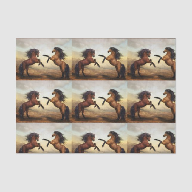 Papier Mousseline paire de chevaux sauvages (Recto)