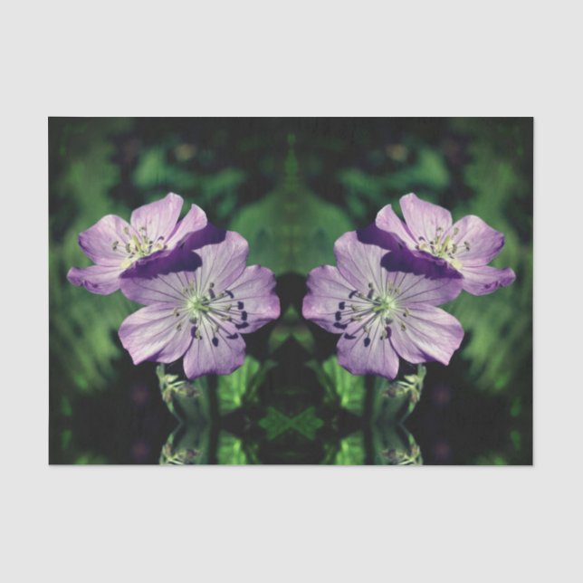 Papier Mousseline Paire de fleurs de géranium violet Paire de découp (Recto)