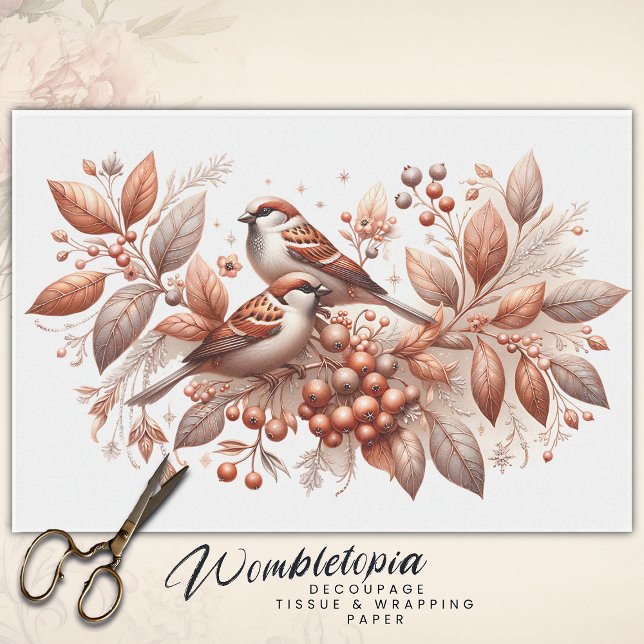 Papier Mousseline Paire vintage de semis Paire Botanique de découpag (Créateur téléchargé)