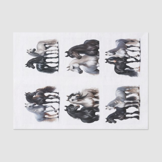 Papier Mousseline Pairs de cheval noir et blanc (Recto)