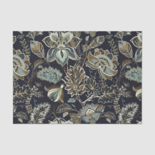Papier Mousseline Paisley antique fleurit le motif noir d'arrière -