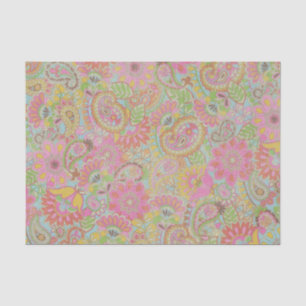 Papier Mousseline Paisley colorée Fleurs botaniques florales
