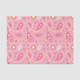 Papier Mousseline Paisley franchement rose
