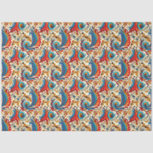 Papier Mousseline Paisley Golden Flower Abstrait Motif 4