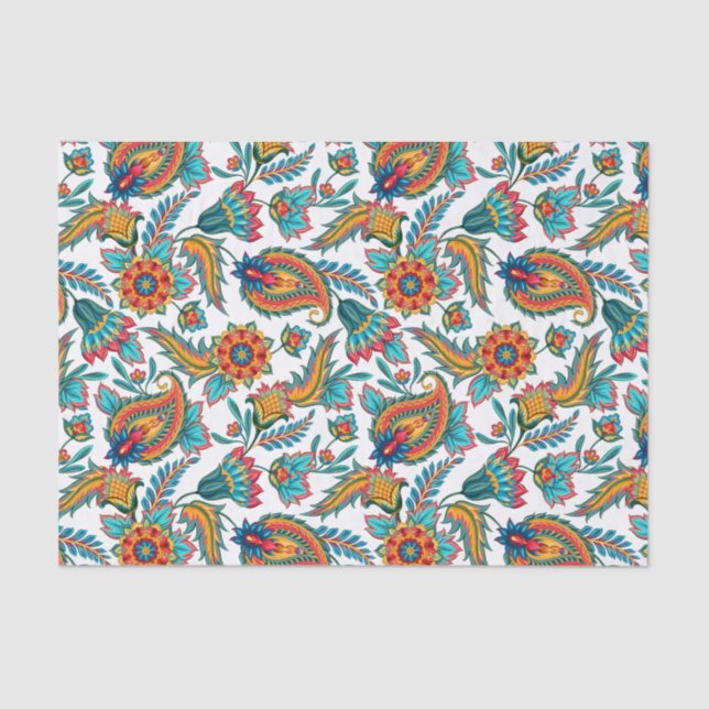 Papier Mousseline Paisley Vintage coloré (Recto)