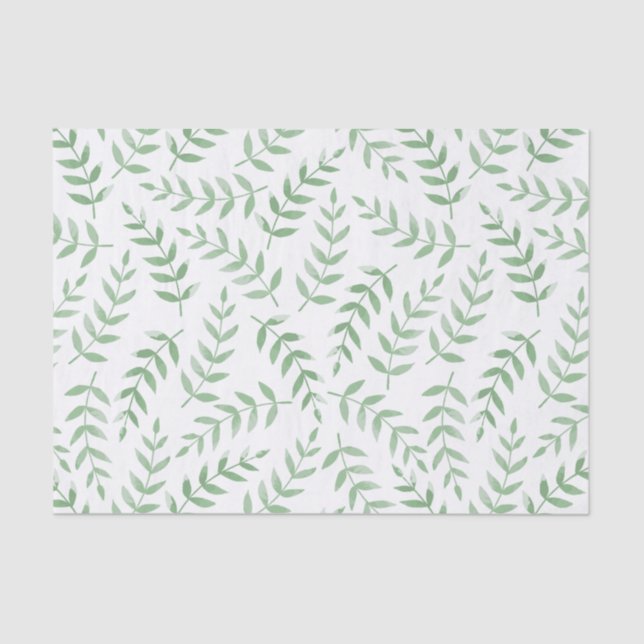 Papier Mousseline Pale Green Motif Feuille Fern Garden Découpage (Recto)