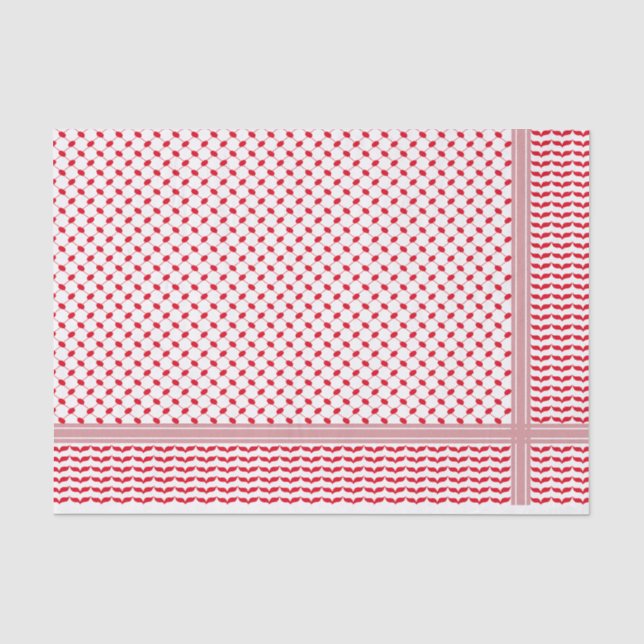 Papier Mousseline Palestinien Rouge et Blanc Keffiyeh (Recto)