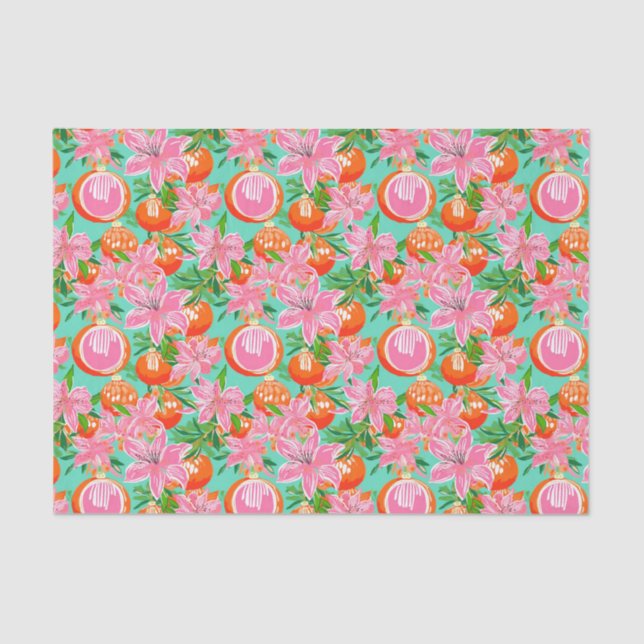 Papier Mousseline Palm Beach Aquarelle de Noël Orange (Recto)