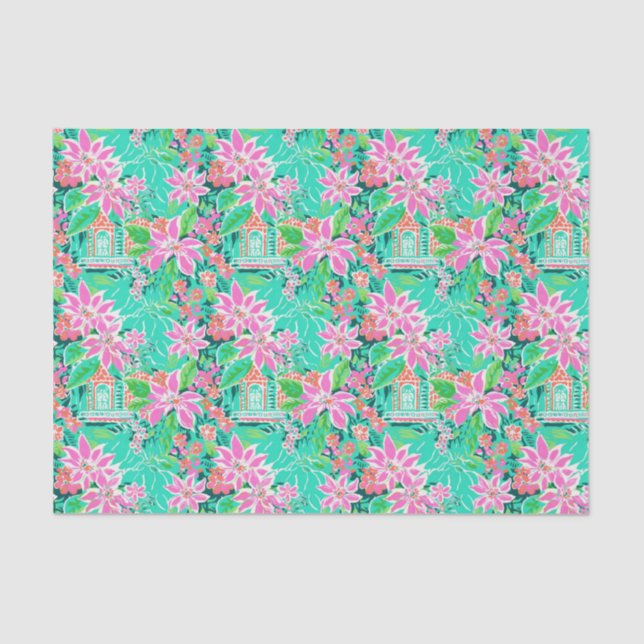 Papier Mousseline Palm Beach Noël Aquarelle Maison en pain d'épices (Recto)