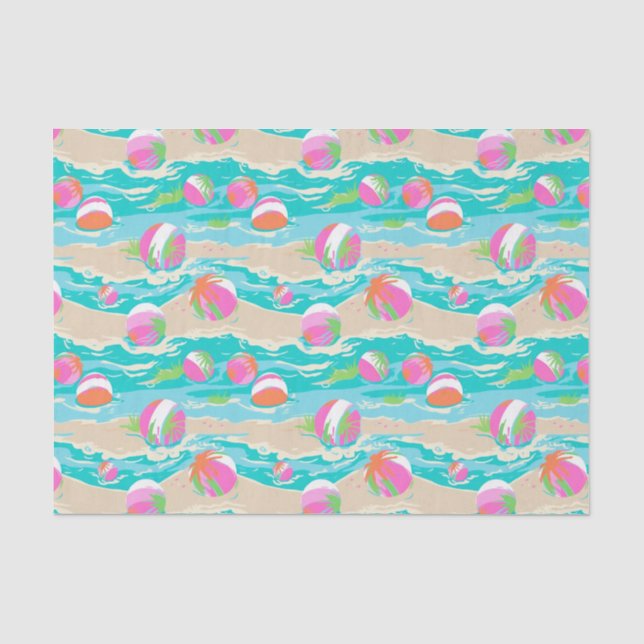 Papier Mousseline Palm Beach Tropical Island Beach Balls (Recto)