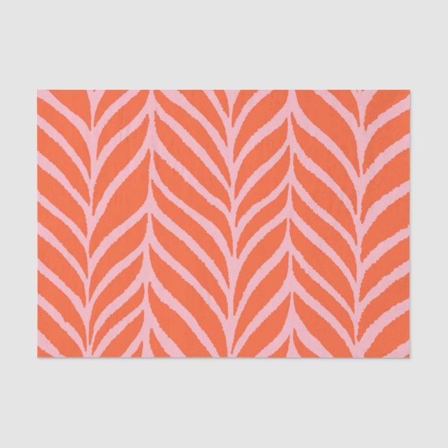 Papier Mousseline Palm Feuille Motif orange et rose (Recto)