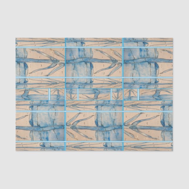 Papier Mousseline Palm in blue (Recto)