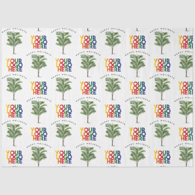 Papier Mousseline Palm Tree Business Logo Carte de Noël (Recto)