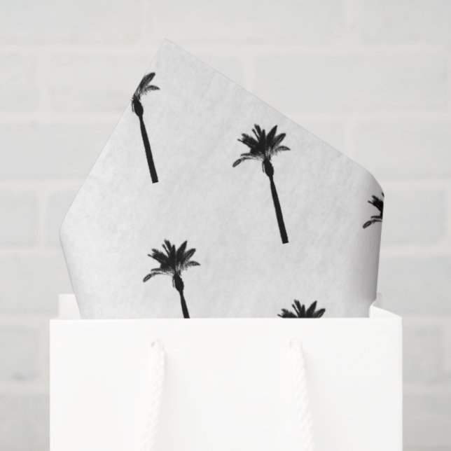 Papier Mousseline Palm Tree Silhouette Côtière Voyage Chic Amusement (Sac cadeau)