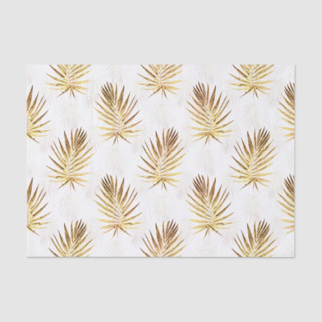 Papier Mousseline Palme d'or blanc tropical Feuille (Recto)