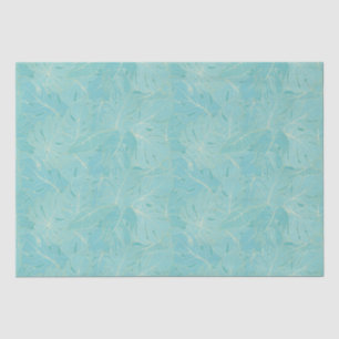 Papier Mousseline Palme tropicale bleu clair motif feuille