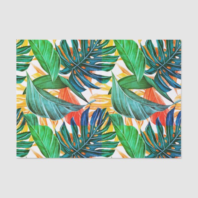 Papier Mousseline Palmettes multicolores lumineuses (Recto)