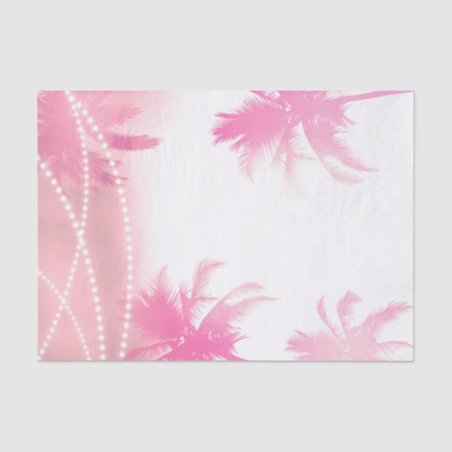 Papier Mousseline Palmiers blancs roses et lumières Été tropical (Recto)