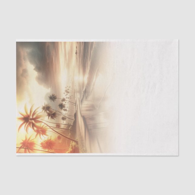 Papier Mousseline Palmiers & Orange Sunset Beach Mariage (Recto)