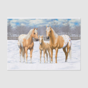Papier Mousseline Palomino Appaloosa Chevaux En Neige