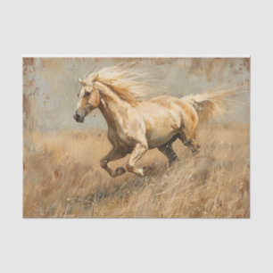 Papier Mousseline Palomino Horse Running Huile Peinture Découpage