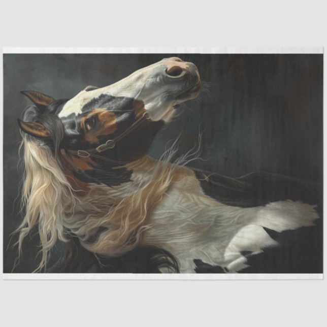 Papier Mousseline Palomino Majestueux à cheval découpage (Recto)