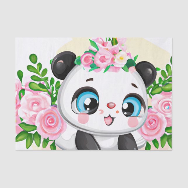 Papier Mousseline Panda Decoupage mignonne amoureux ours Tissu Papie (Recto)