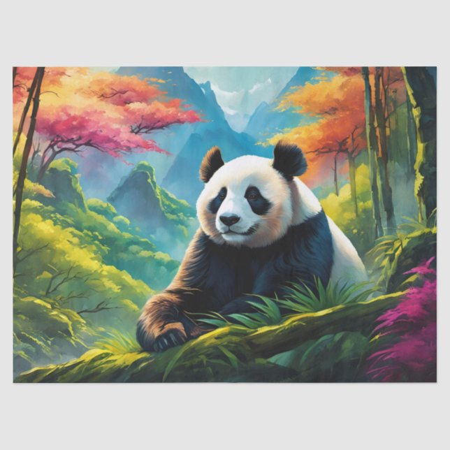 Papier Mousseline Panda géant dans la forêt de Bambou sur la montagn (Recto)