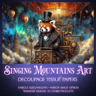 Papier Mousseline Panda roux victorien steampunk découpage de vol