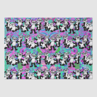 Papier Mousseline Pandas sur violet