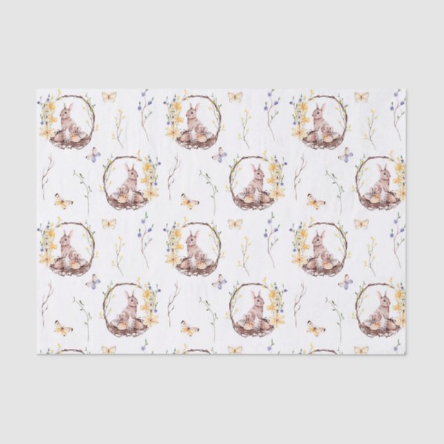 Papier Mousseline Panier Bunny de Pâques Papier Tissu (Recto)