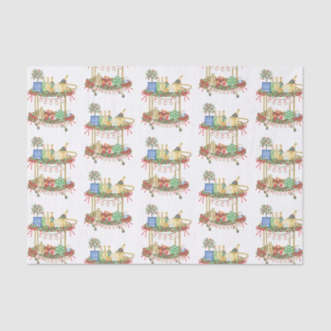 Papier Mousseline Panier de champagne de Noël en aquarelle (Recto)