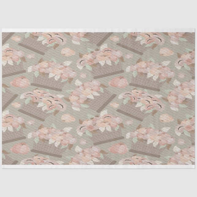 Papier Mousseline Panier en fleurs de pomme Retro Pastel (Recto)