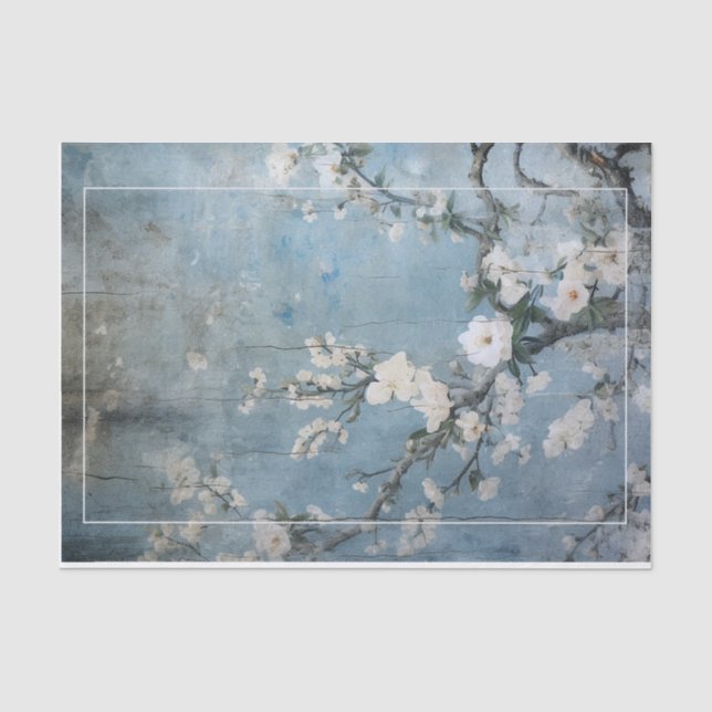 Papier Mousseline Panneau de Chinoiserie en bleu dépoli - Personnali (Recto)