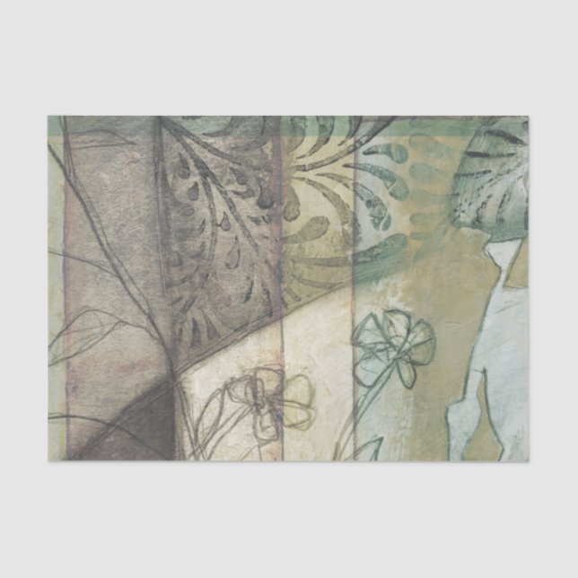 Papier Mousseline Panneau de jardin avec Feuilles, fleurs et herbe (Recto)