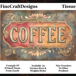 Papier Mousseline Panneau de signalisation de café de style antique 