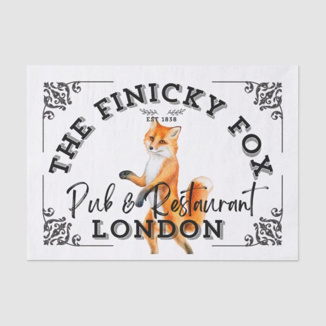 Papier Mousseline Panneau du Pub britannique Finicky Fox (Recto)