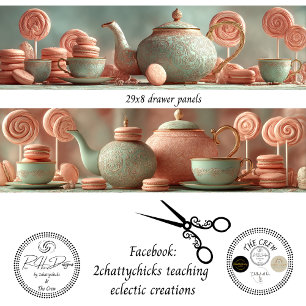 Papier Mousseline Panneaux de tiroir Macaron de fête de thé vintage 