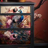 Paon élégant vintage boho victorien découpage