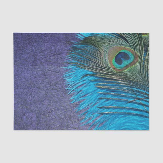 Papier Mousseline Paon pourpre et turquoise (Recto)